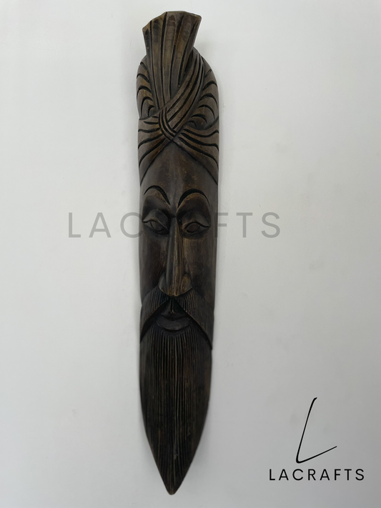 Expressive Wooden Mask - Hand-carved Character for Wall Display